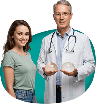 Médico segurando uma prótese de silicone